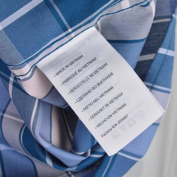 Oak Hill Mens Shirt 1XT Blue White Gray Stripe Wrinkle Free Cool Dry 100% Cotton - Picture 7 of 7